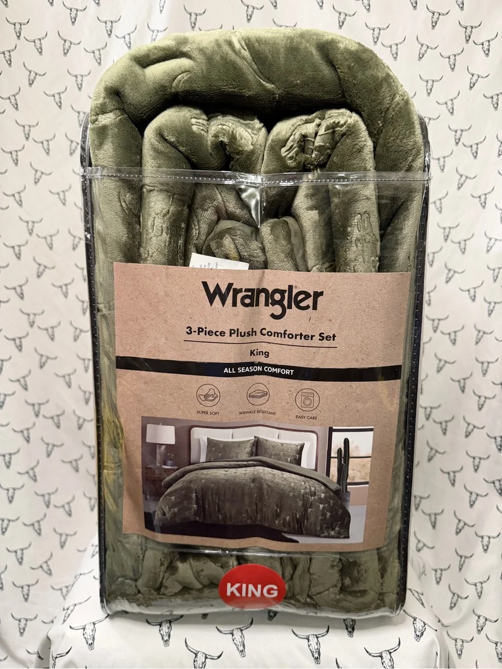 Wrangler King 3-Piece Plush Comforter Set in Olive